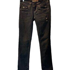 Mek Denim Womens Santiago Straight Leg Jeans Dark Distressed 36x34 Y2K VINTAGE